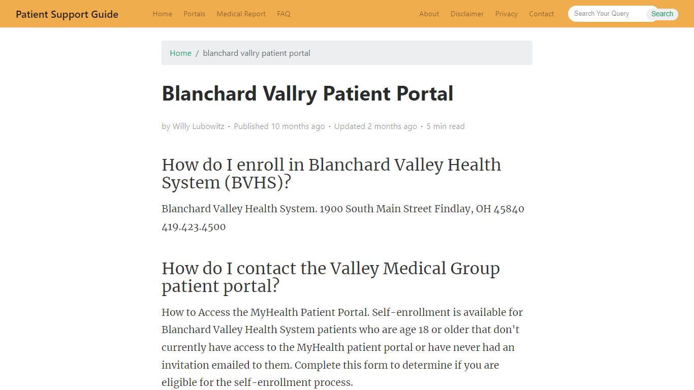 Blanchard Vallry Patient Portal