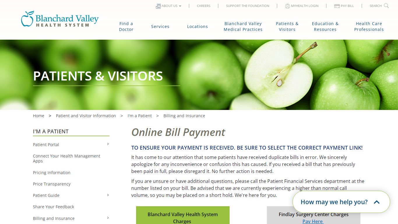 Online Bill Payment - Blanchard Valley Health System